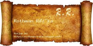 Rothman Réka névjegykártya